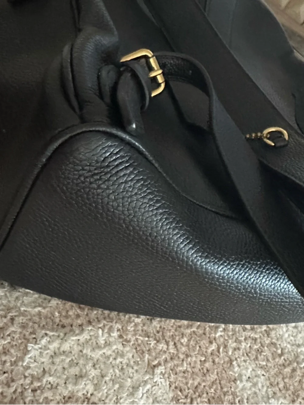 Coach Black Leather Backpack with Gold Accents - Picture 6 of 10